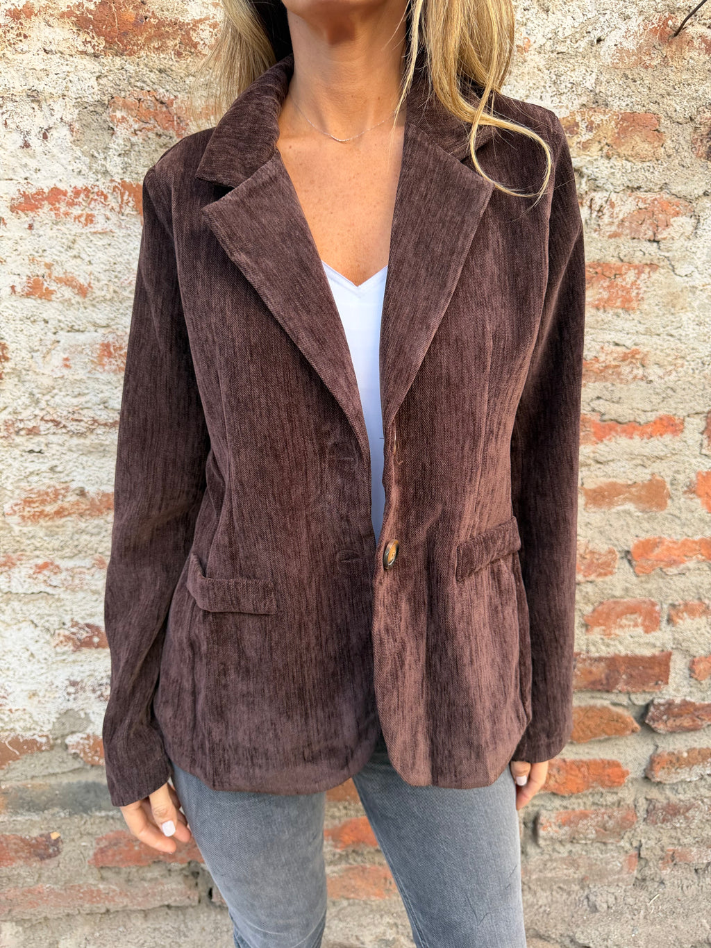 Blazer textura cafe oscuro