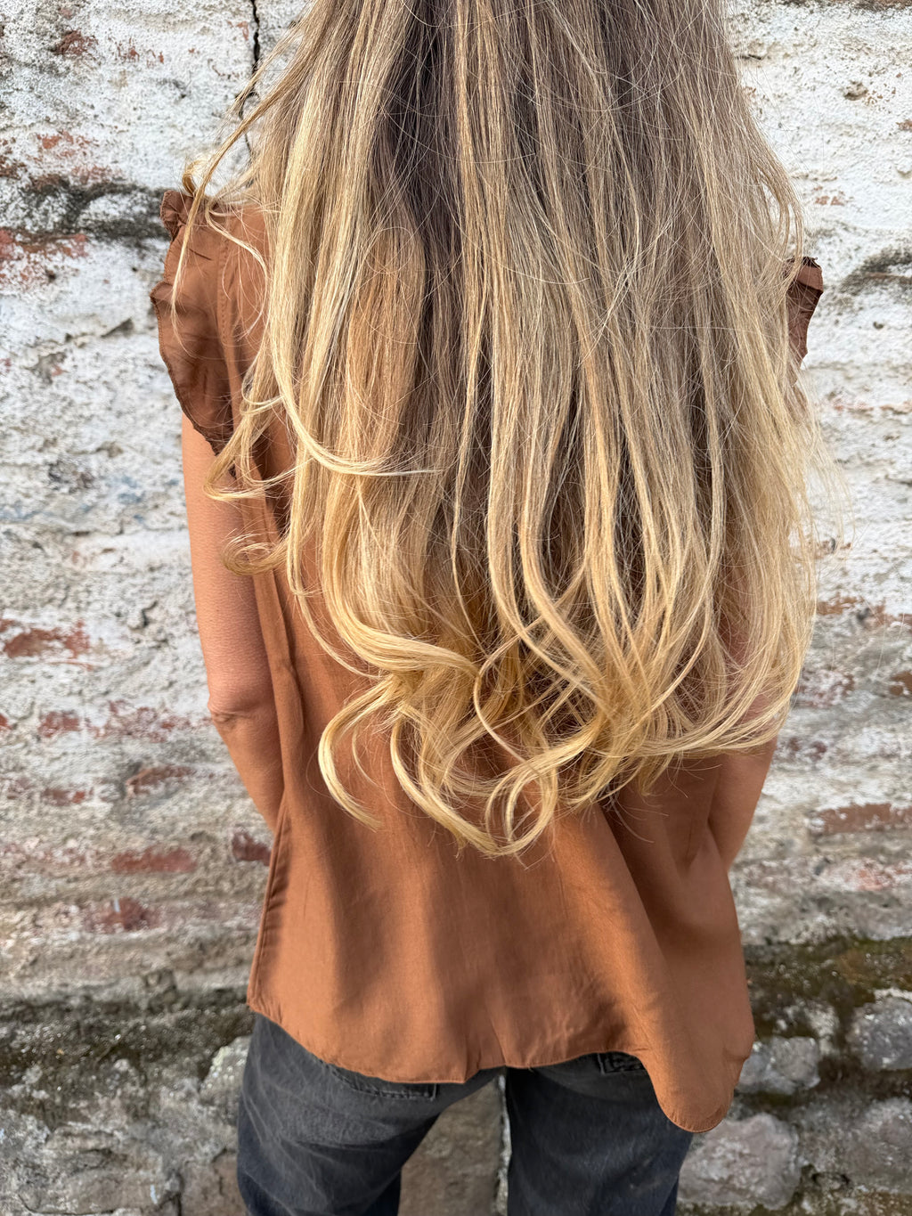 Blusa doble volados terracota