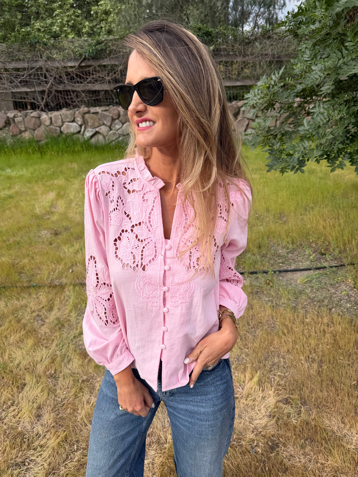 Blusa crespusculo rosada
