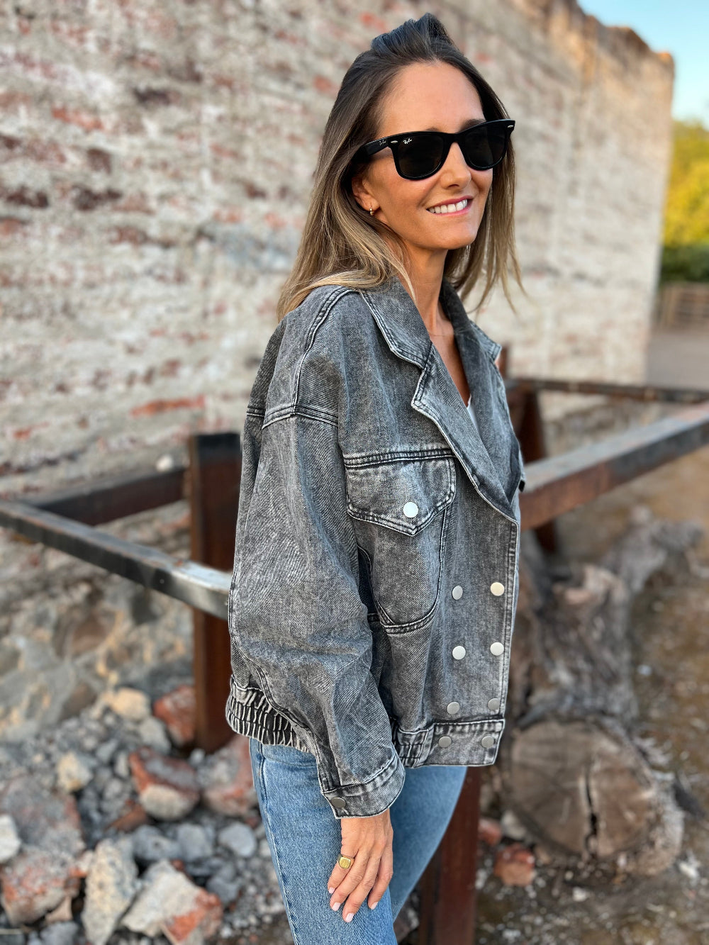 Chaqueta retro bluejean gris