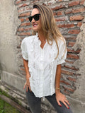 Blusa bordados mangas abullonadas blanca