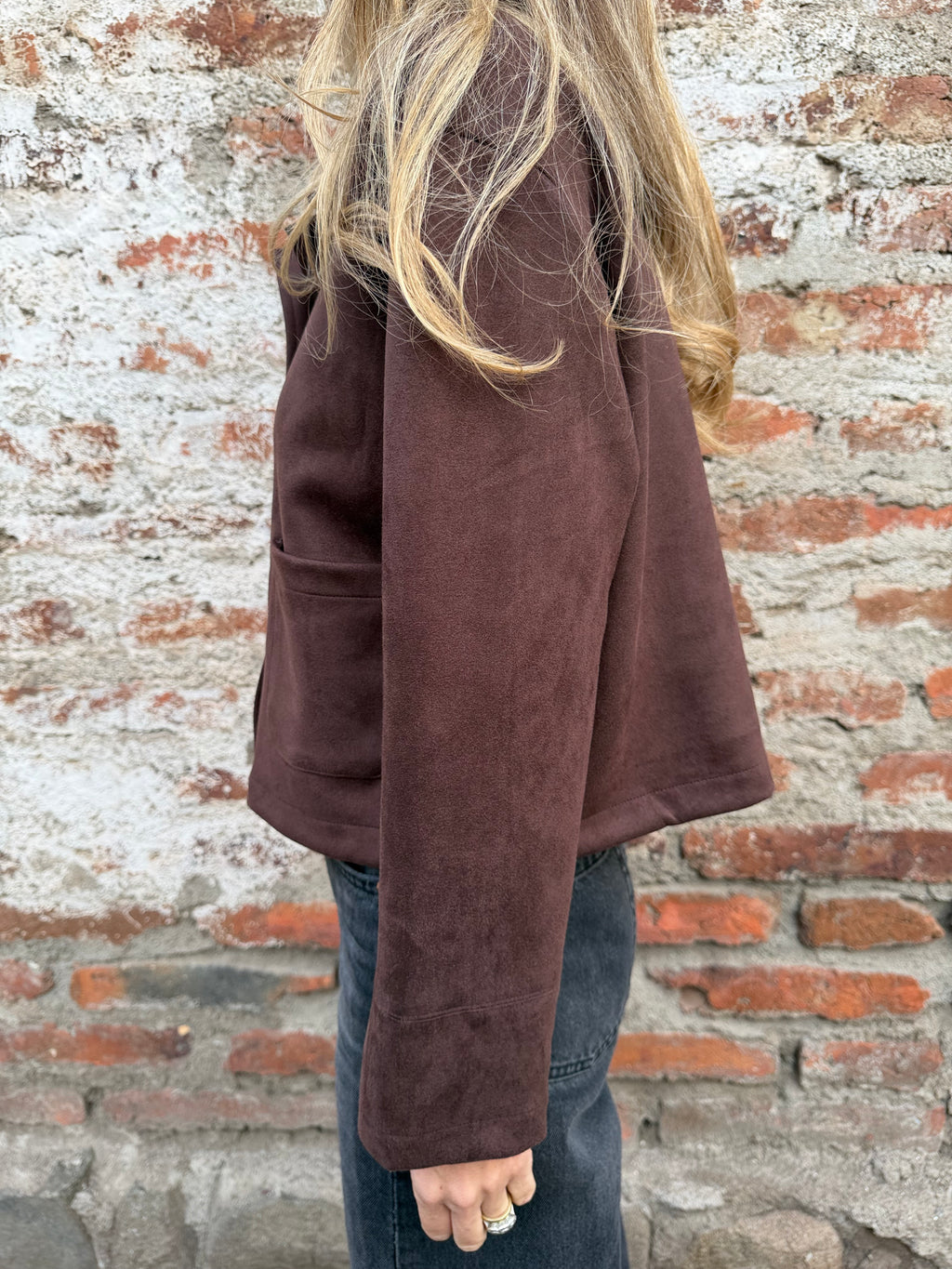 Chaqueta suede pocket cafe