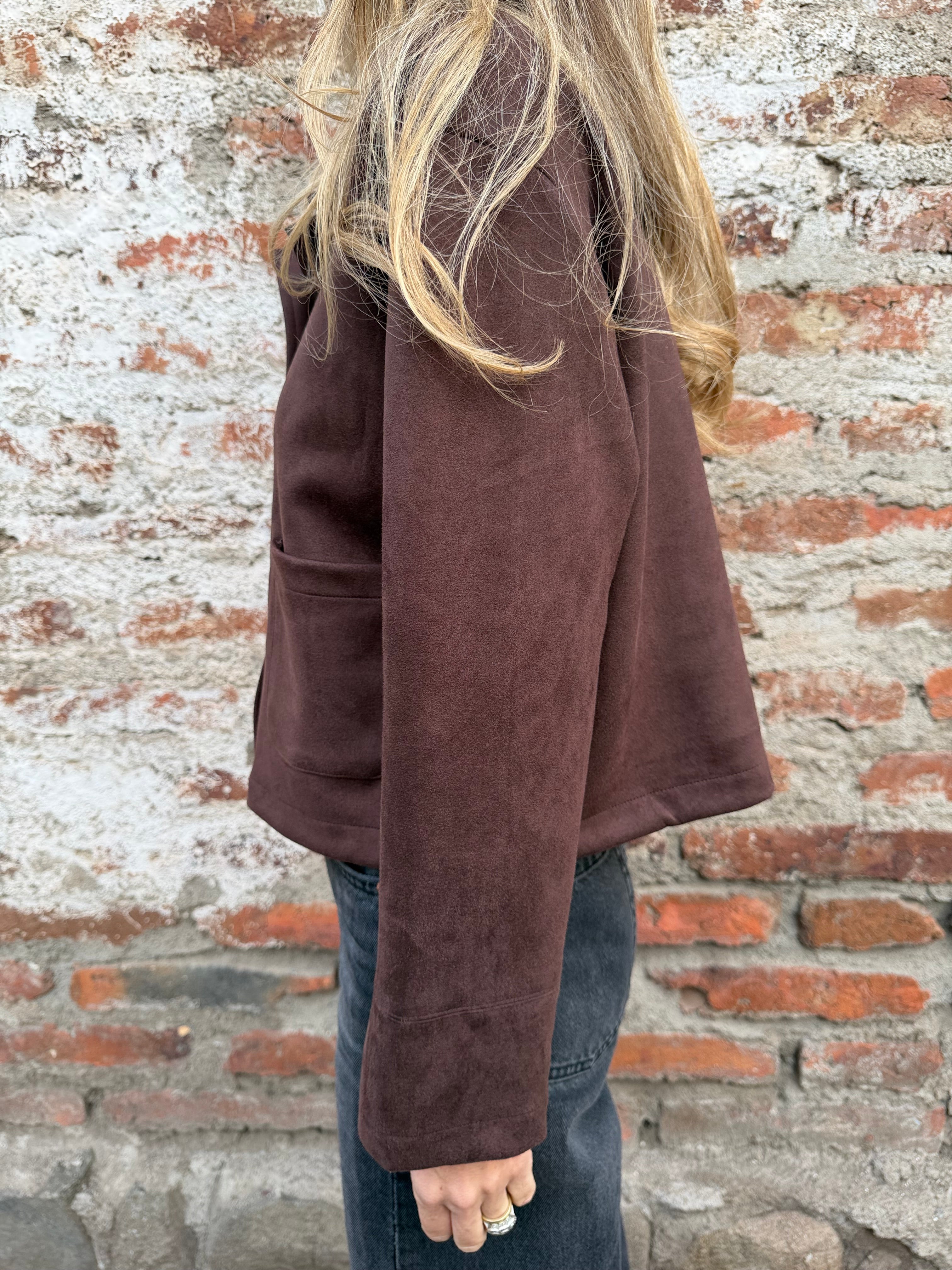 Chaqueta suede pocket cafe