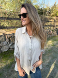 Blusón 100% lino camisera beige