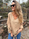 Blusón 100% lino camel