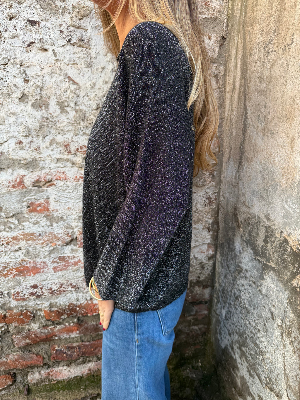 Chaleco diseños lurex negro