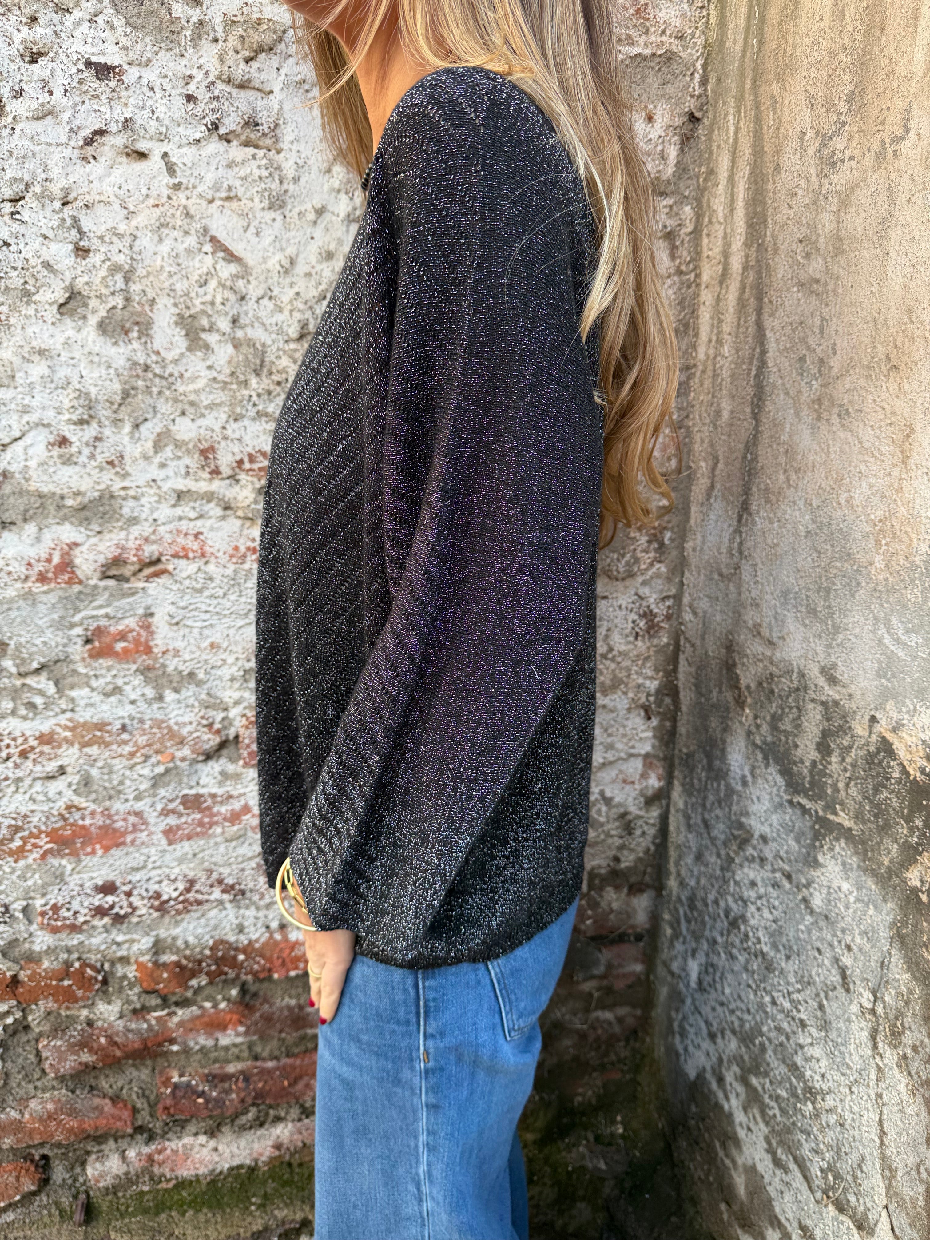 Chaleco diseños lurex negro