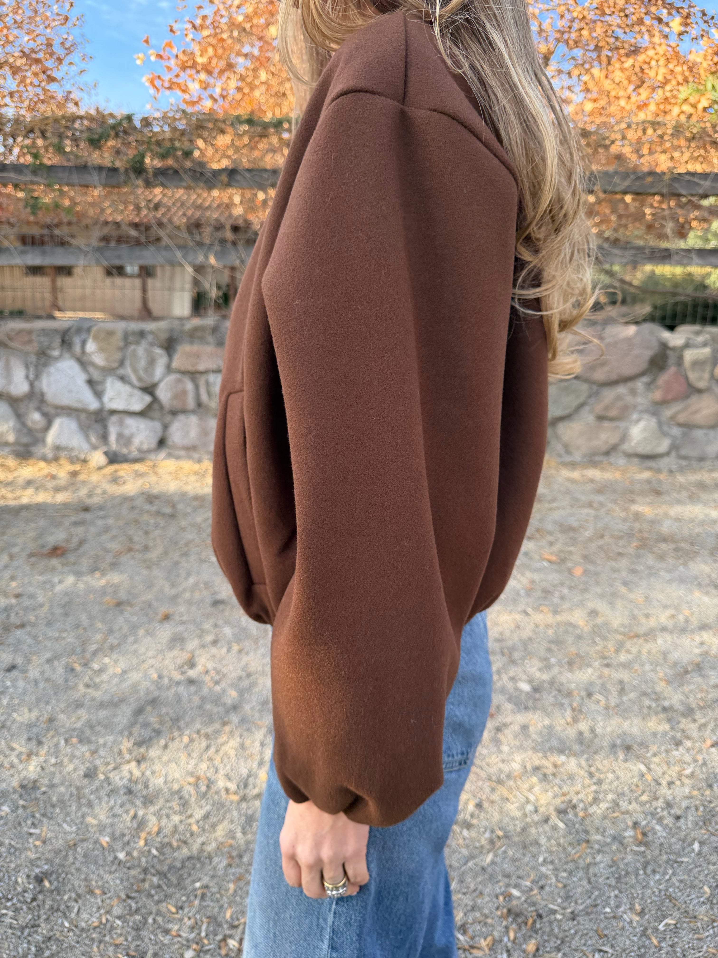 Chaqueta paño englobada café