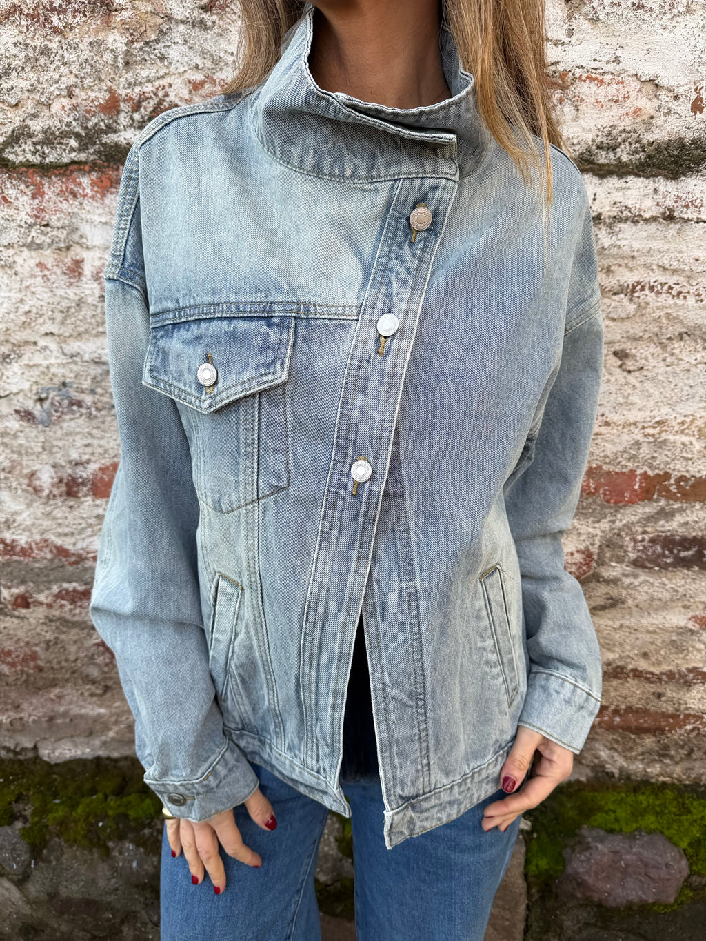 Chaqueta bluejean funnel celeste claro