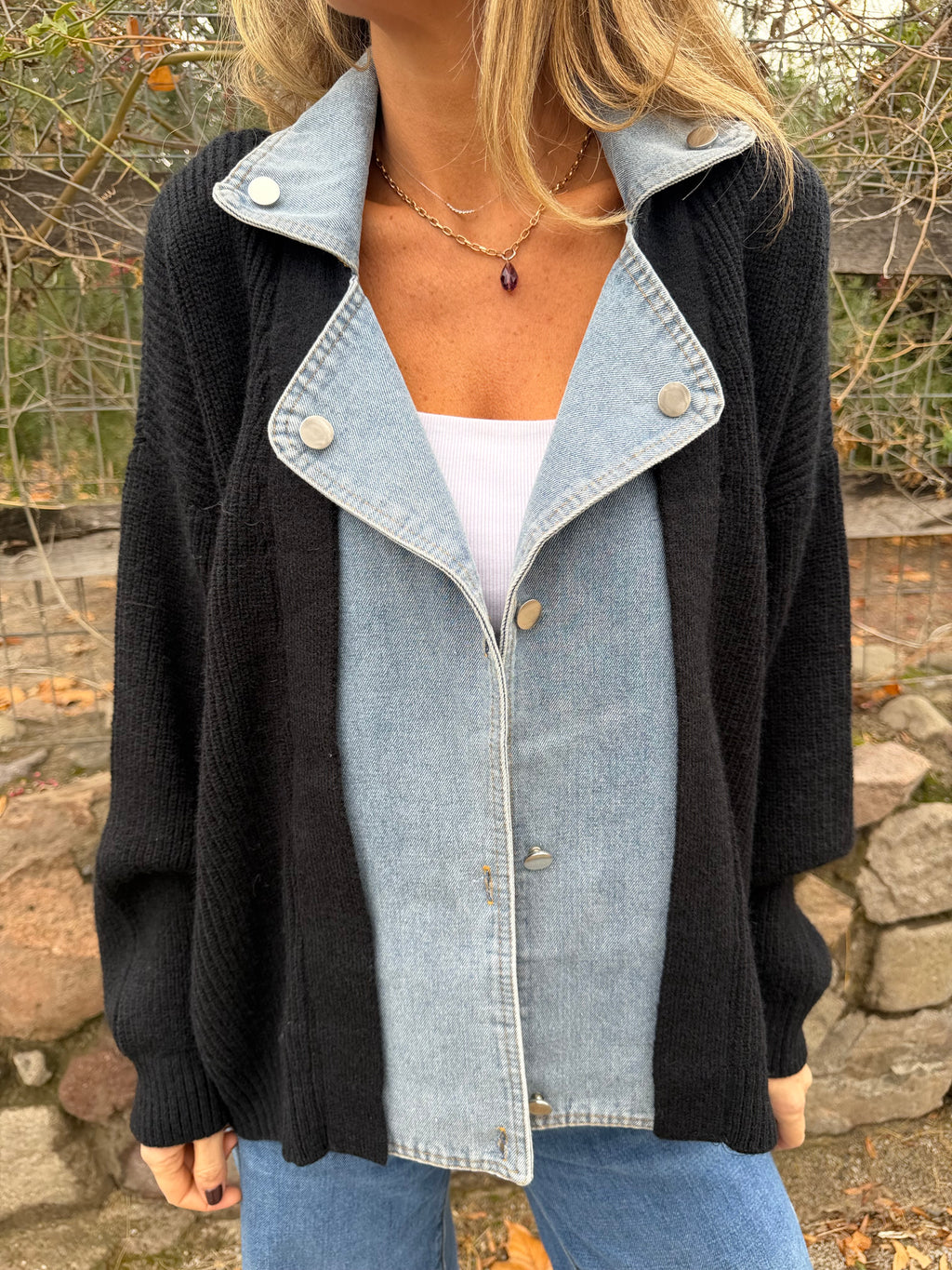 Chaleco tipo biker bluejean negro