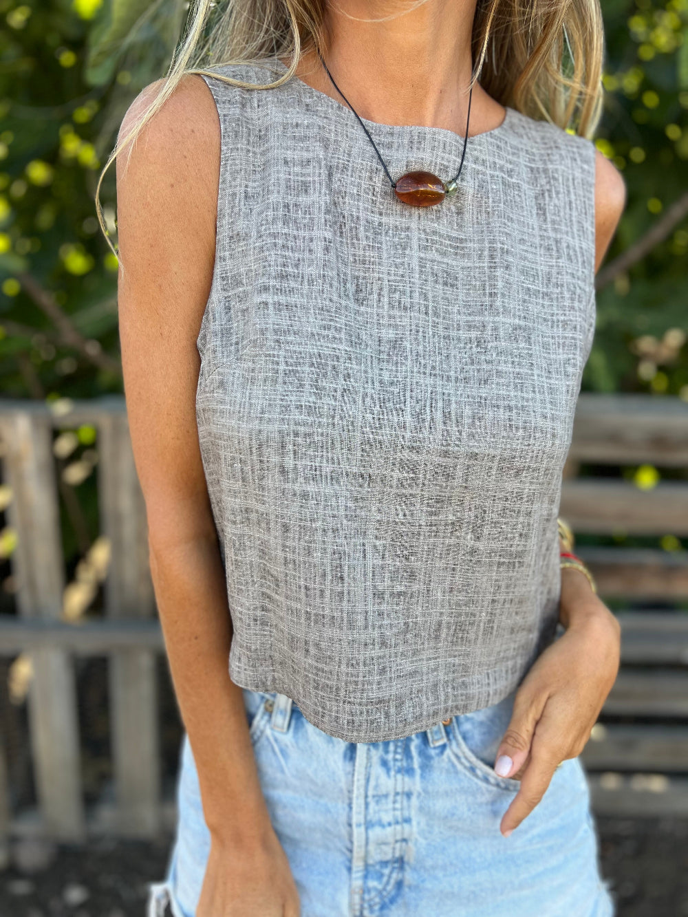 Blusa jaspeada gris