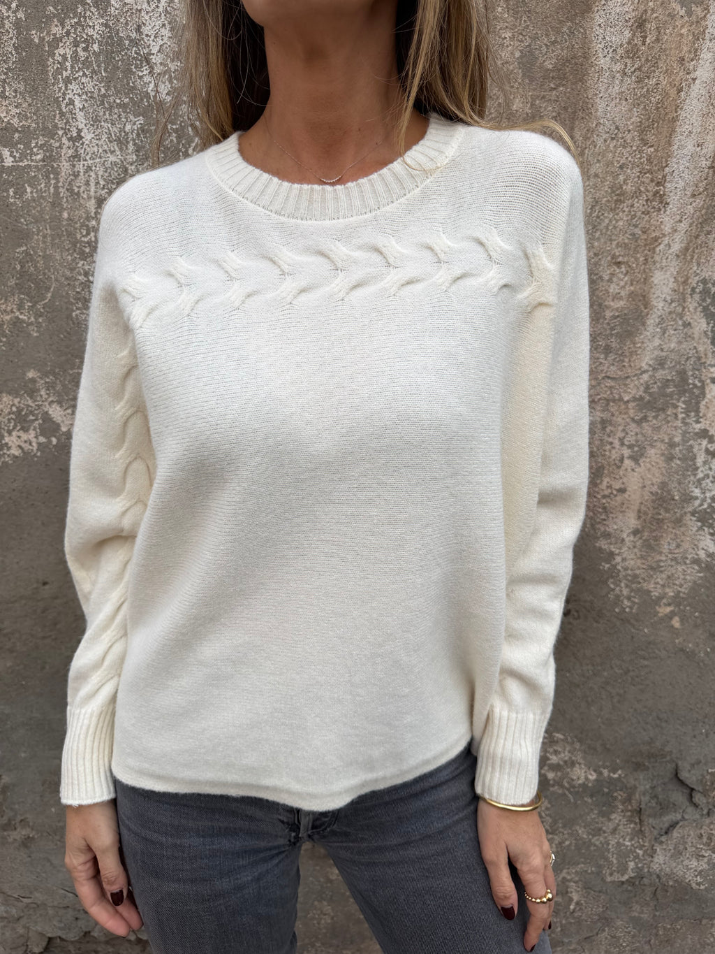 Chaleco trenzado horizontal blanco