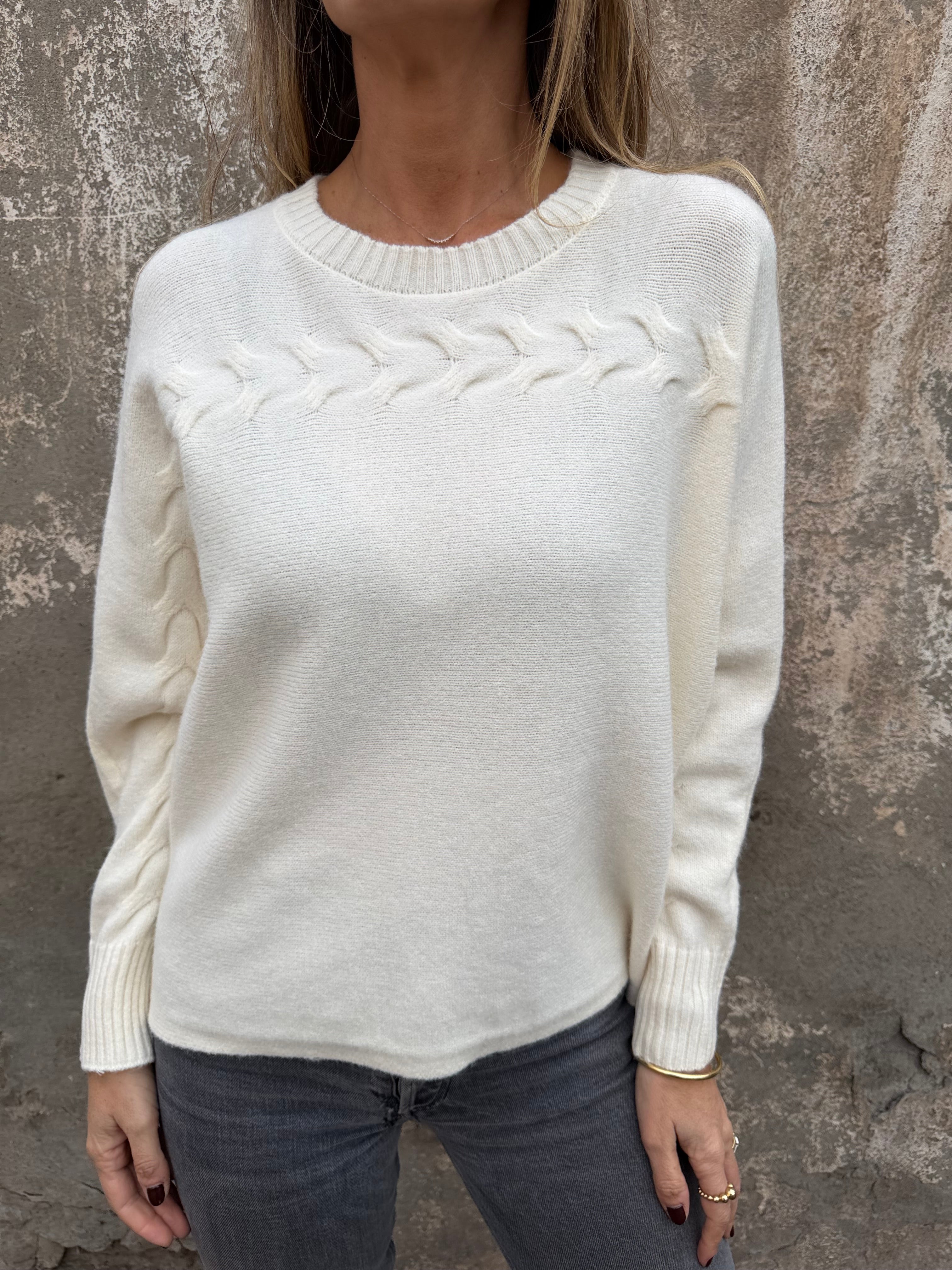 Chaleco trenzado horizontal blanco