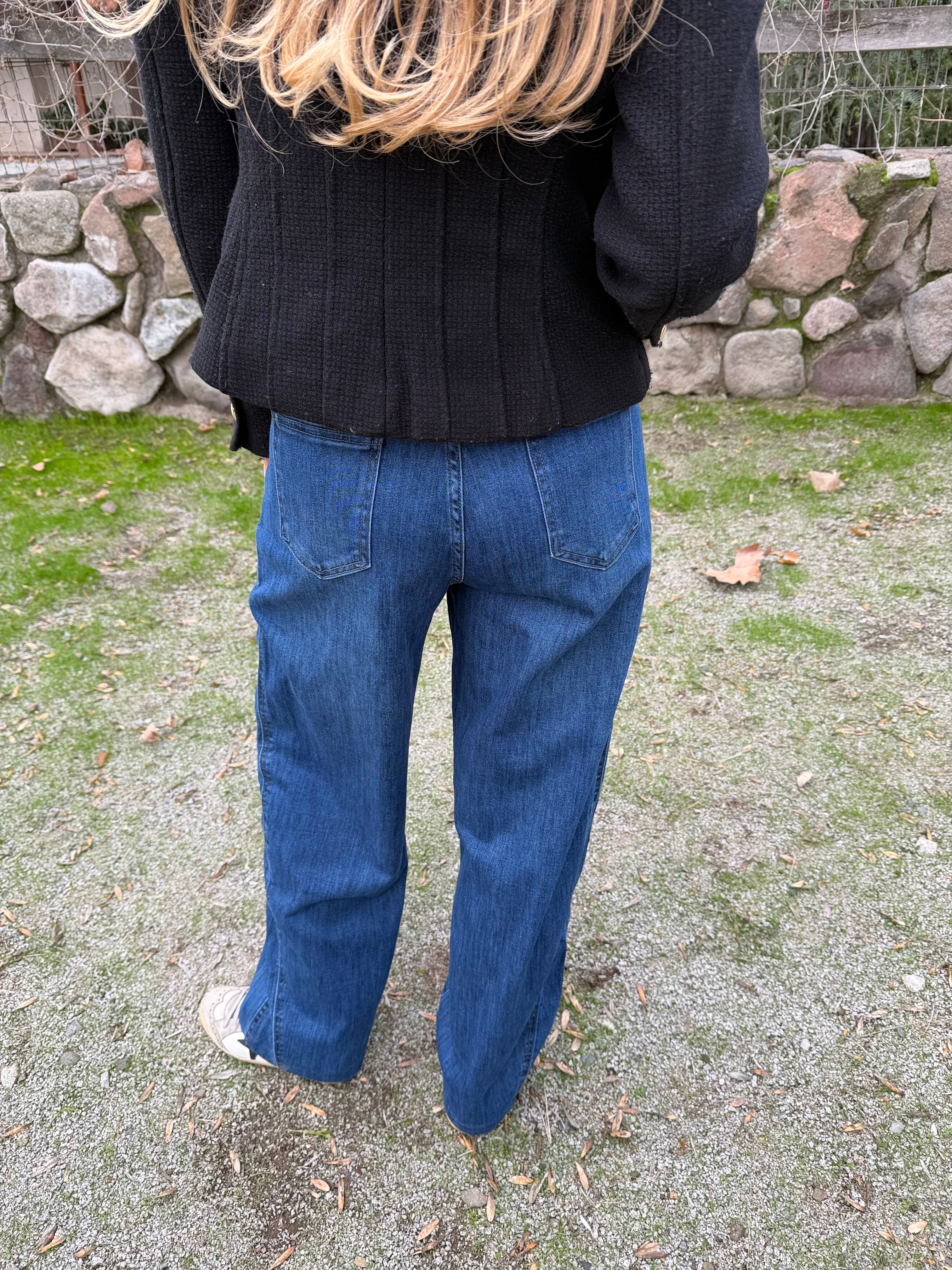 Bluejean tipo barrel detalles azul