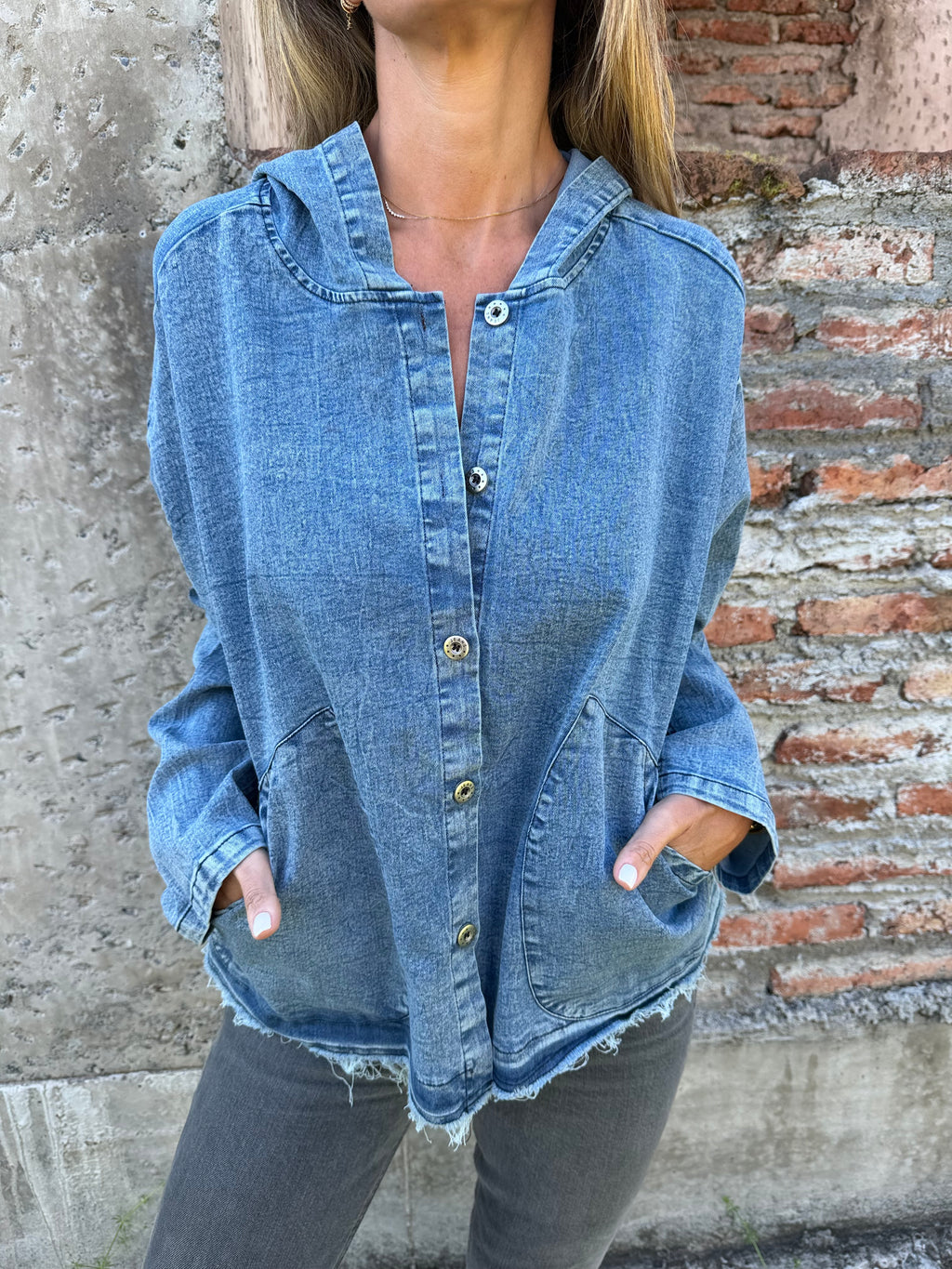 Chaqueta bluejean delgado azul