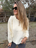 Chaquetita paño vuelitos blanca