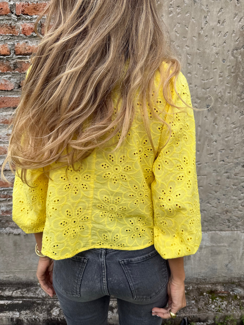 Blusa súper broderie amarilla