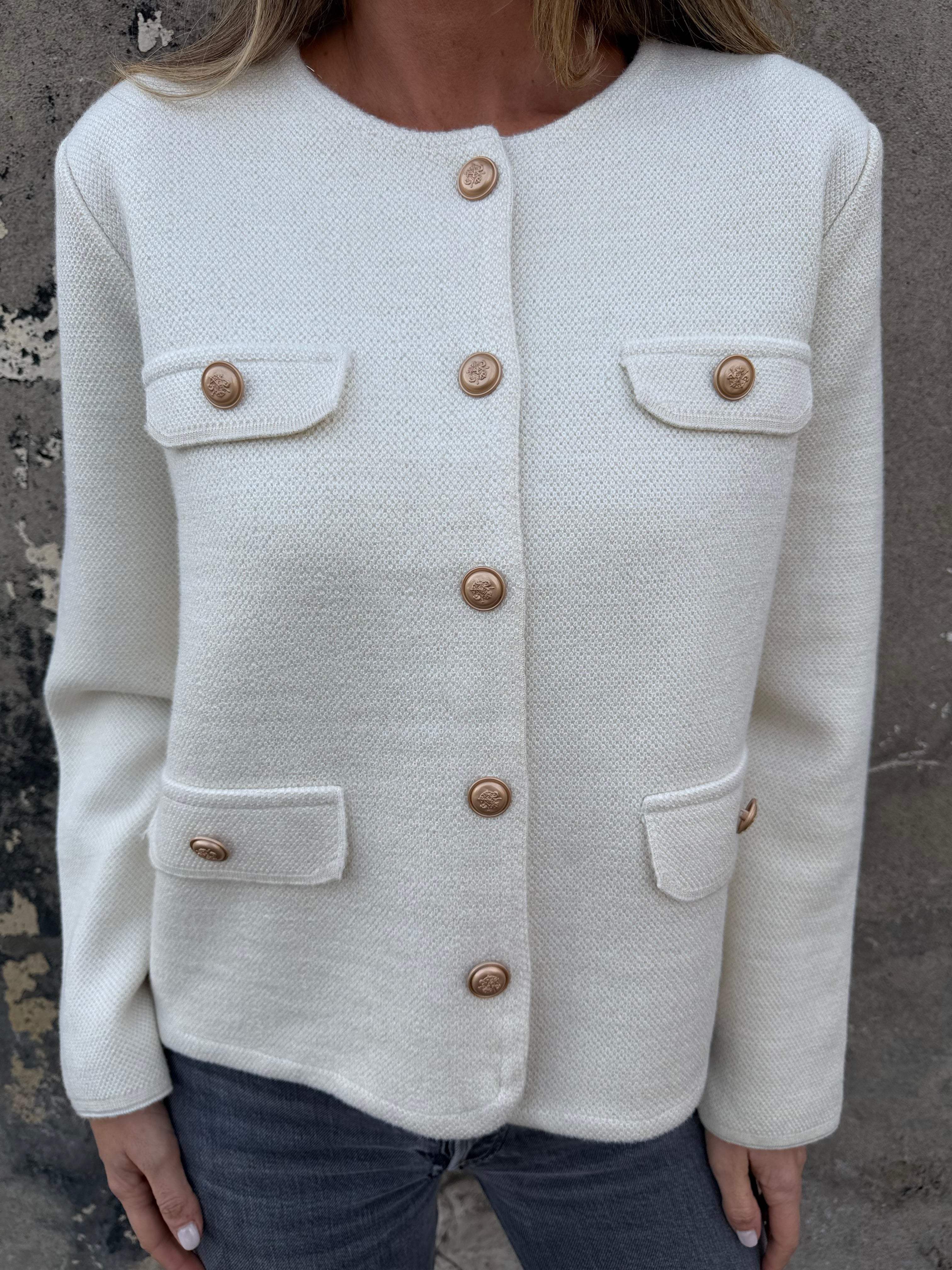 Chaqueta paño tejida marfil