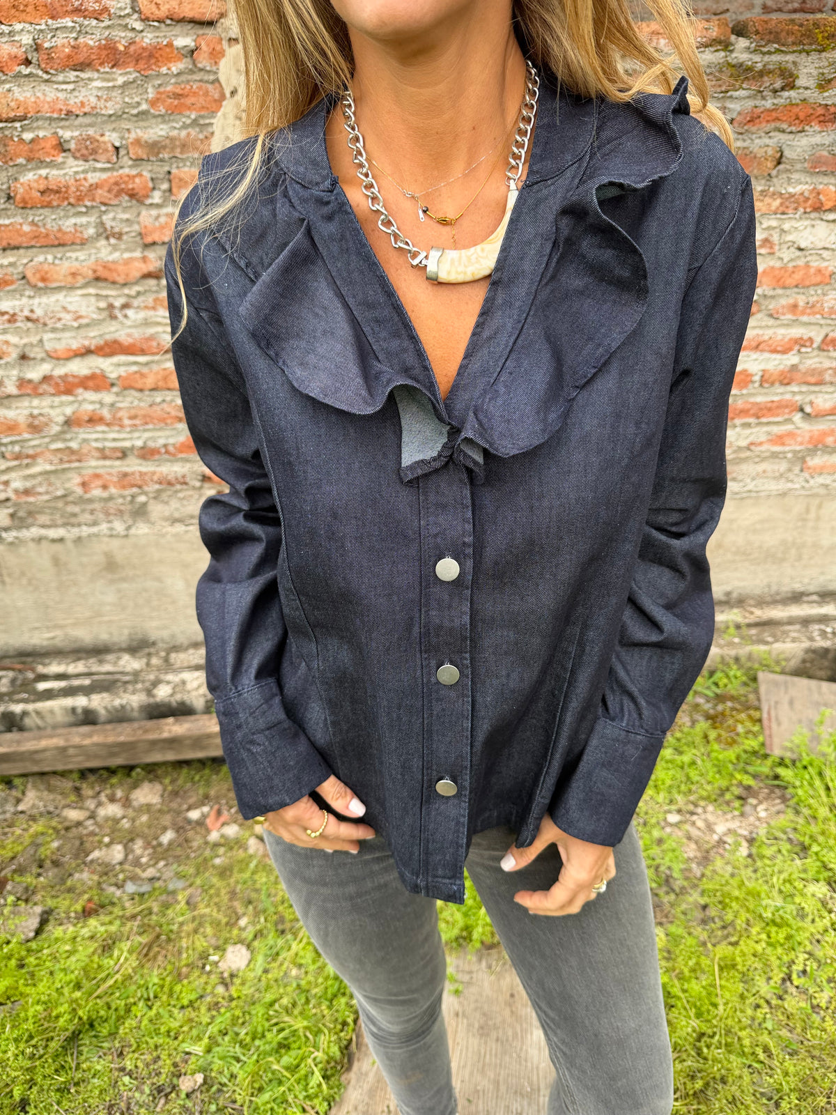 Blusa bluejean vuelos azul oscuro