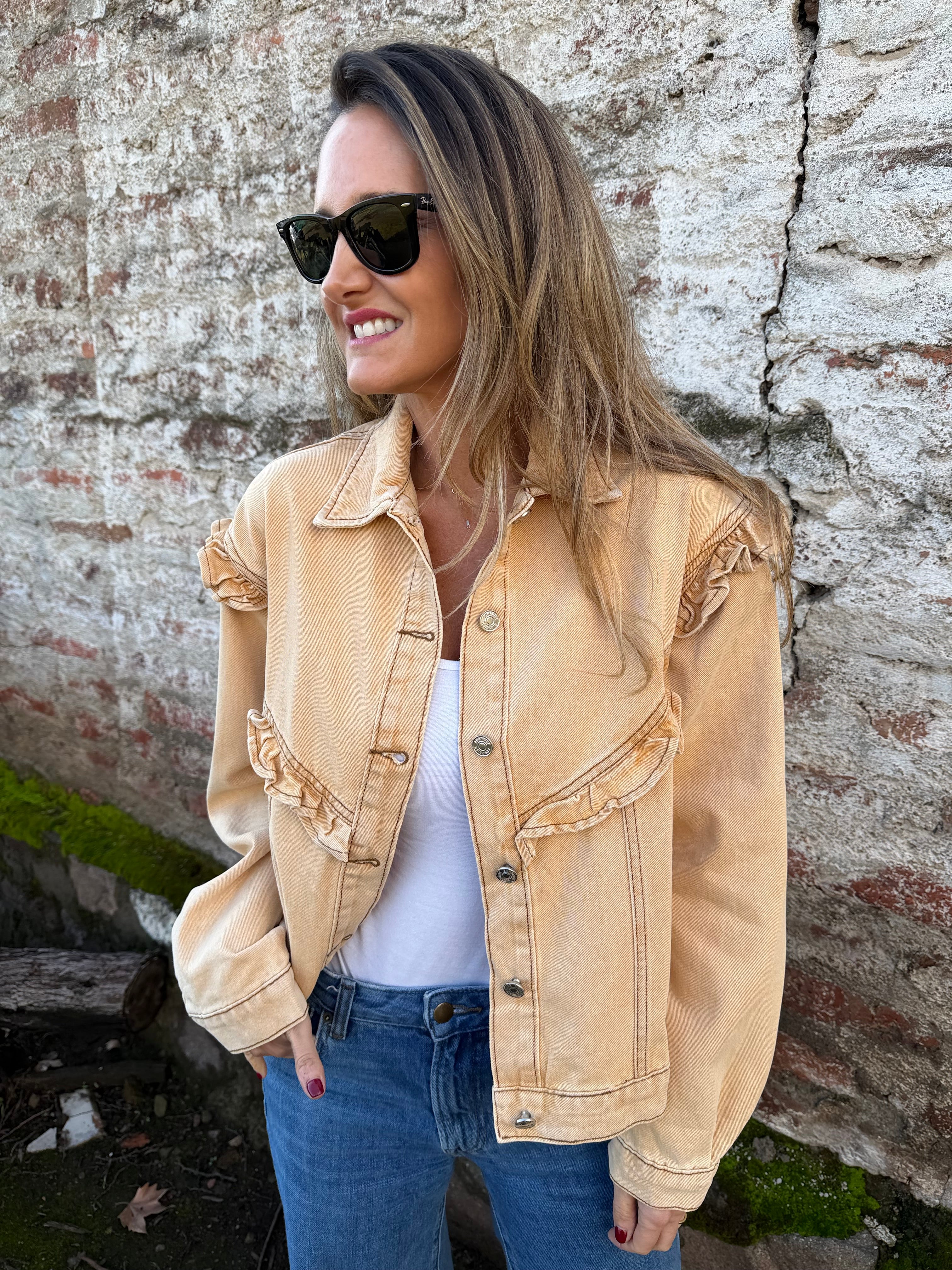 Chaqueta bluejean vuelitos camel
