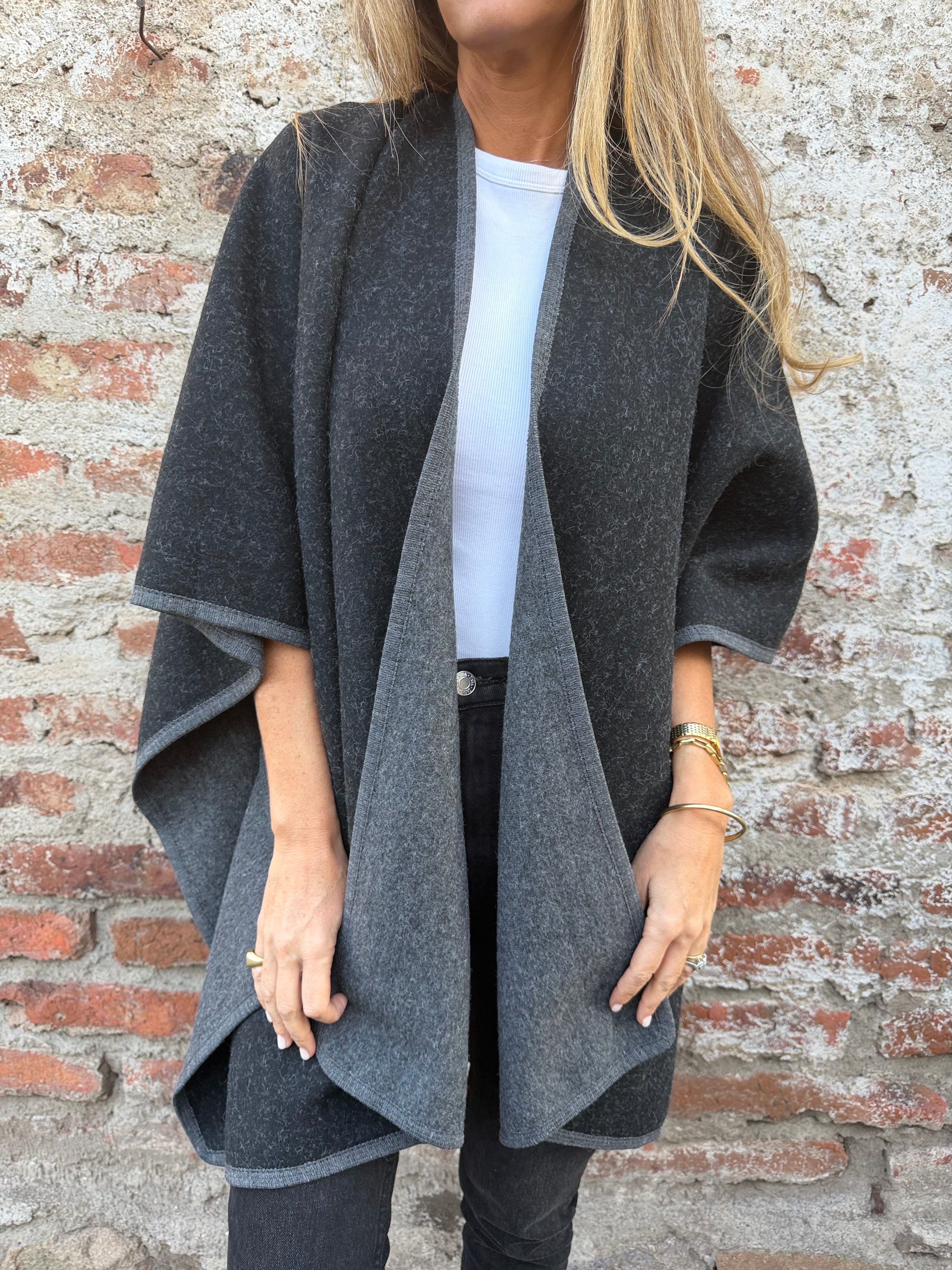 Echarpe reversible bicolor gris acero/ gris claro