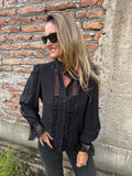 Blusa macramé central negra