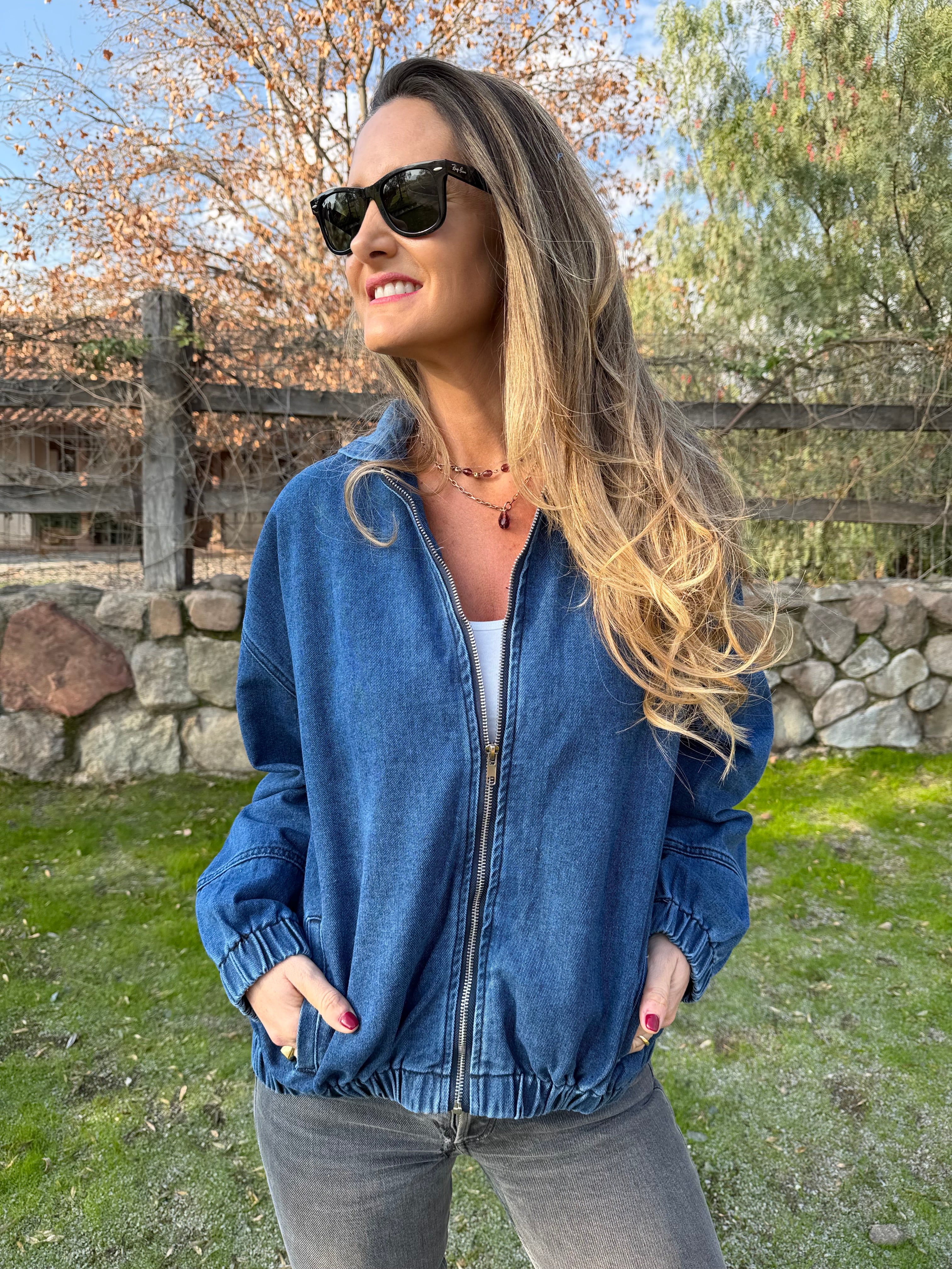 Bomber bluejean azul