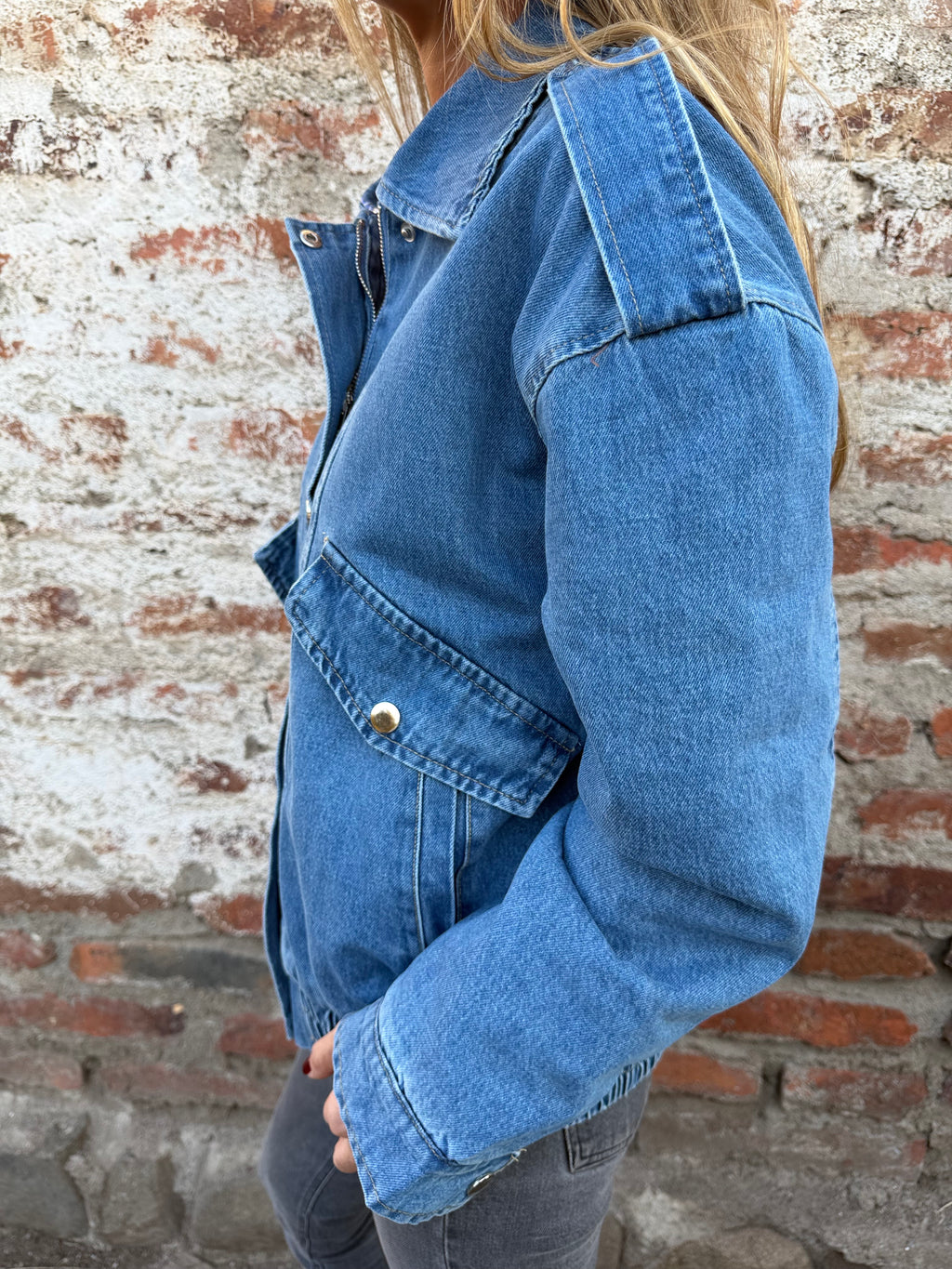 Maxxi bomber acolchada bluejean celeste claro