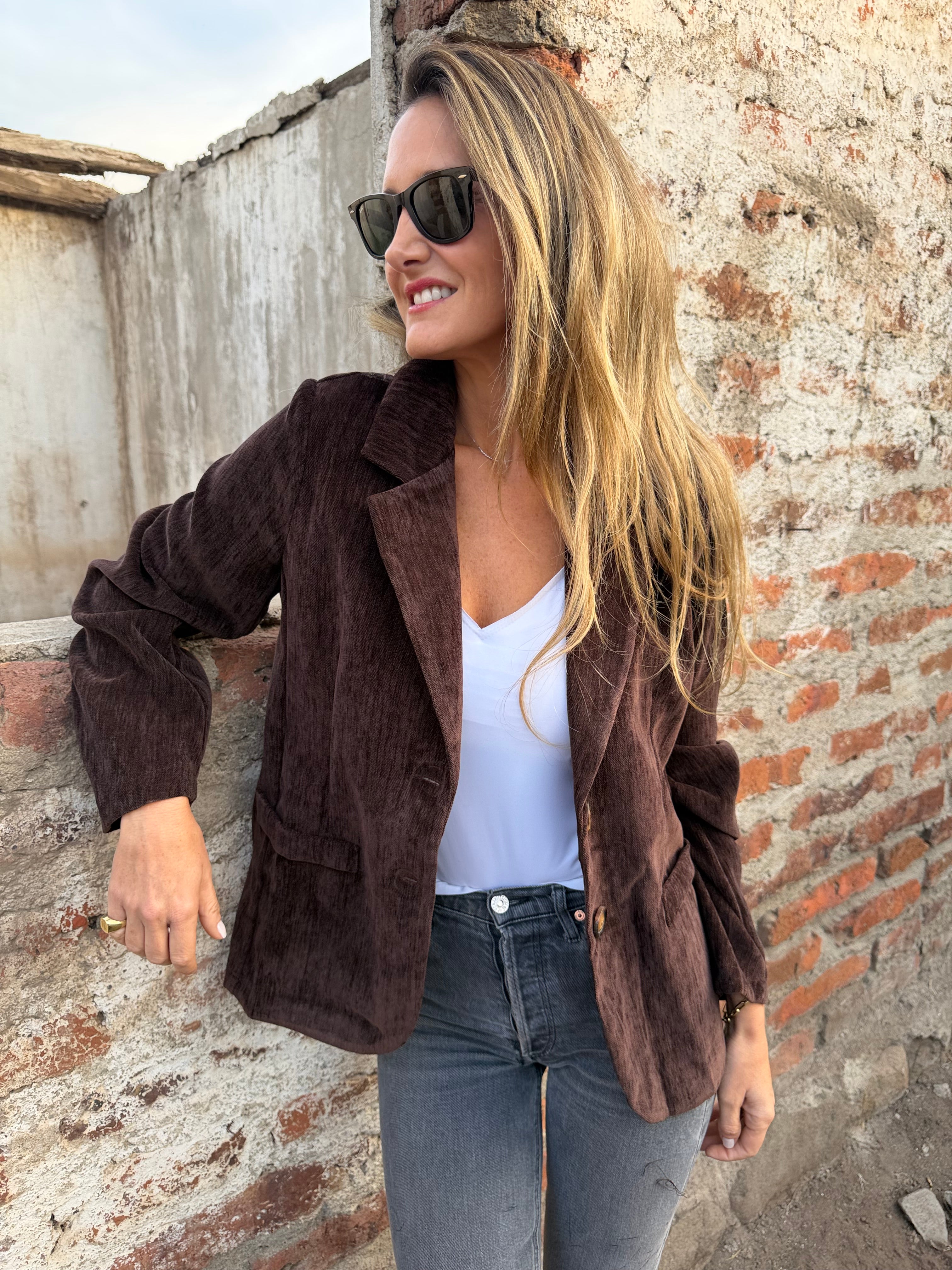 Blazer textura cafe oscuro