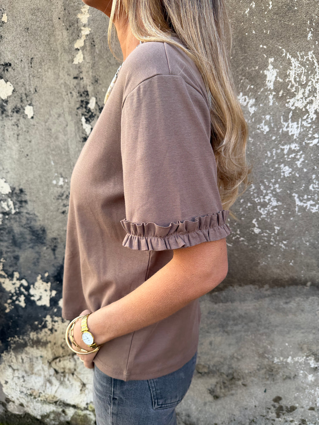 Polera modal vuelitos café