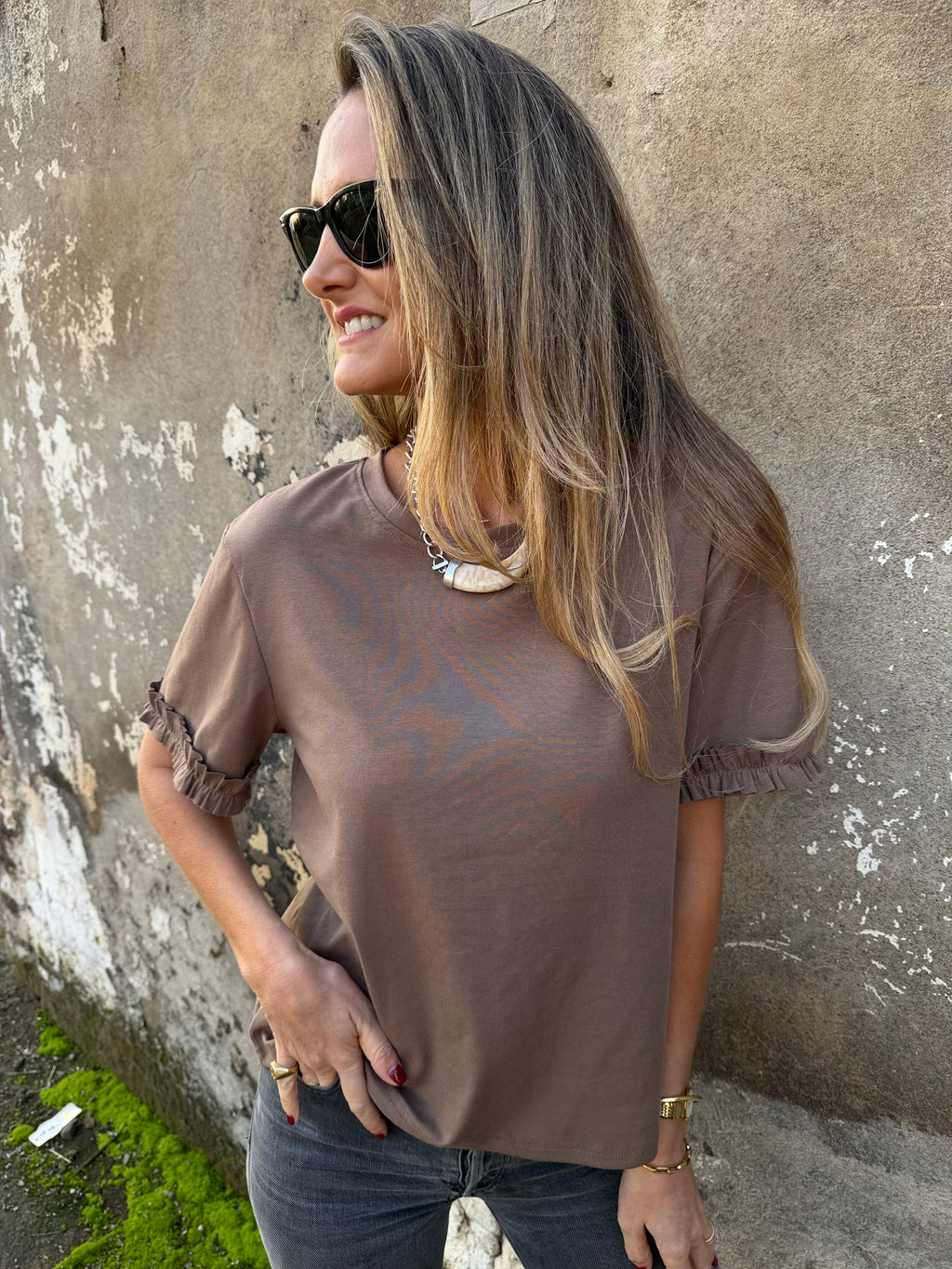 Polera modal vuelitos café