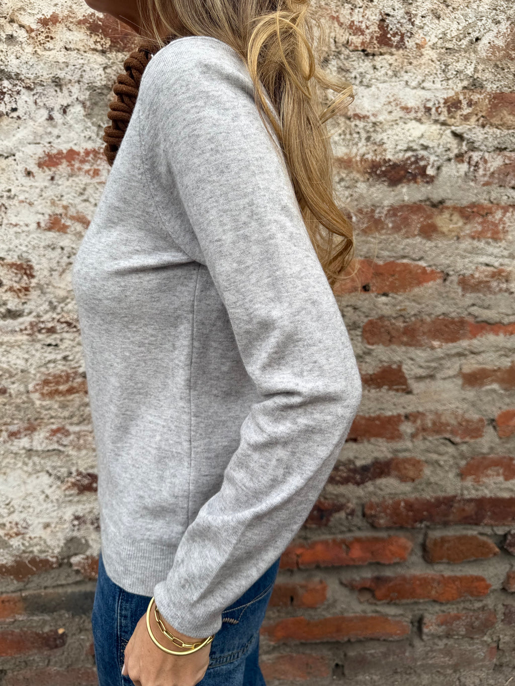 Chaleco/ polera hilo mega básica gris claro