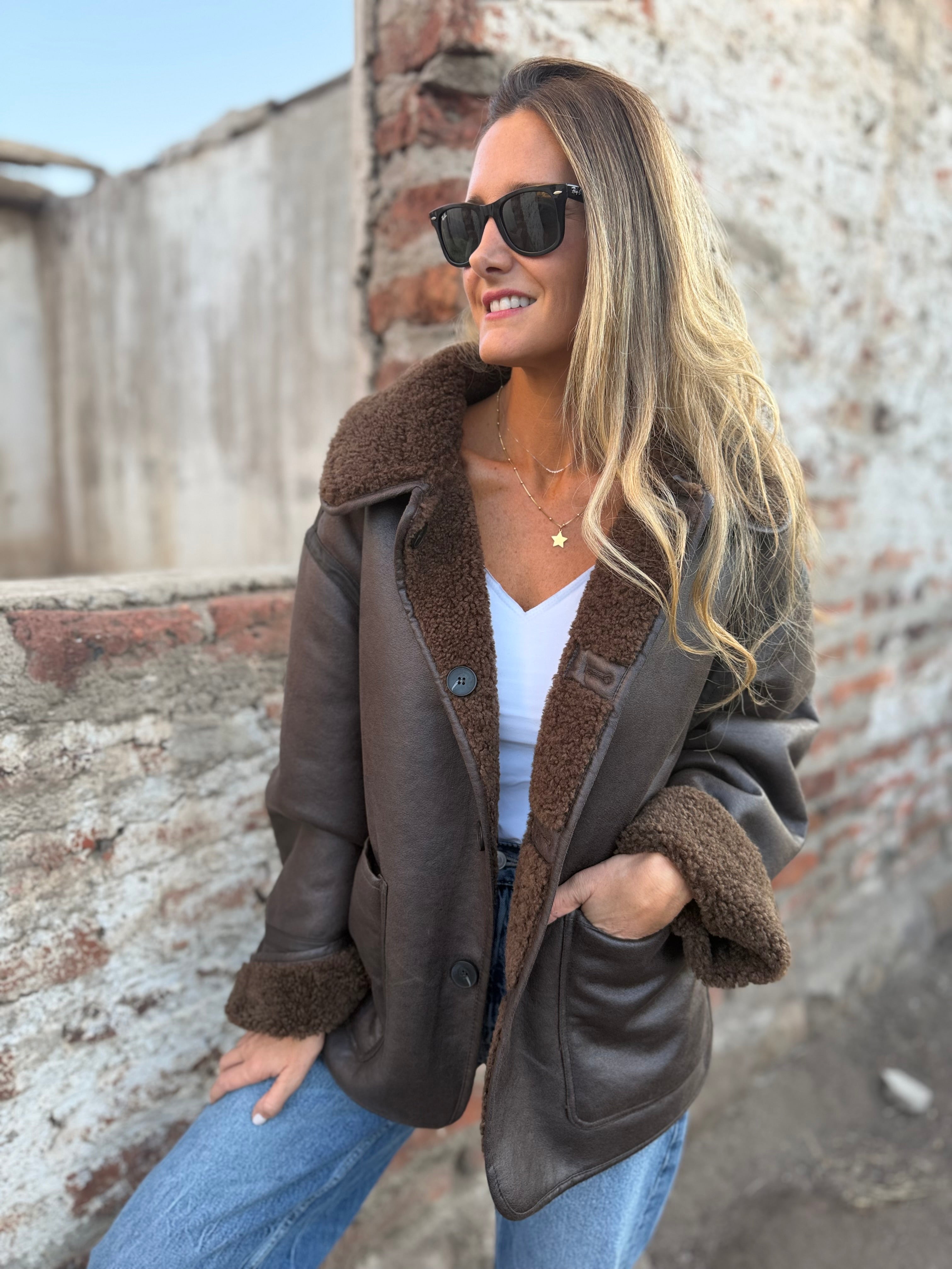 Chaqueta reversible chiporro patagónico gamuza top