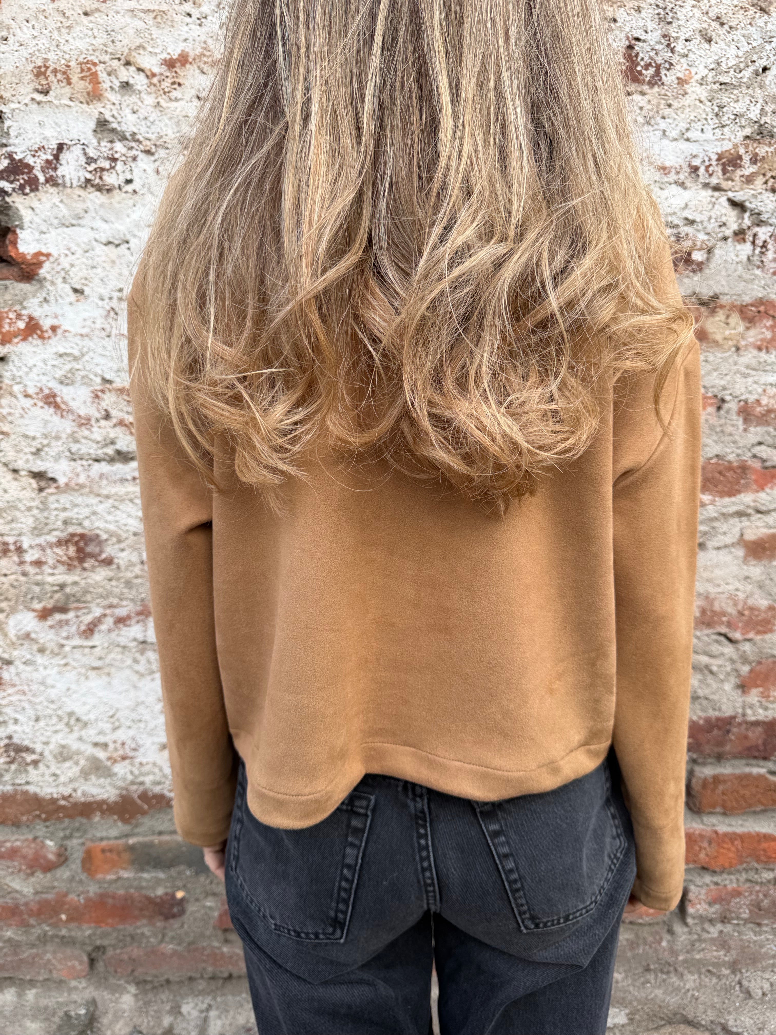 Chaqueta suede pocket camel