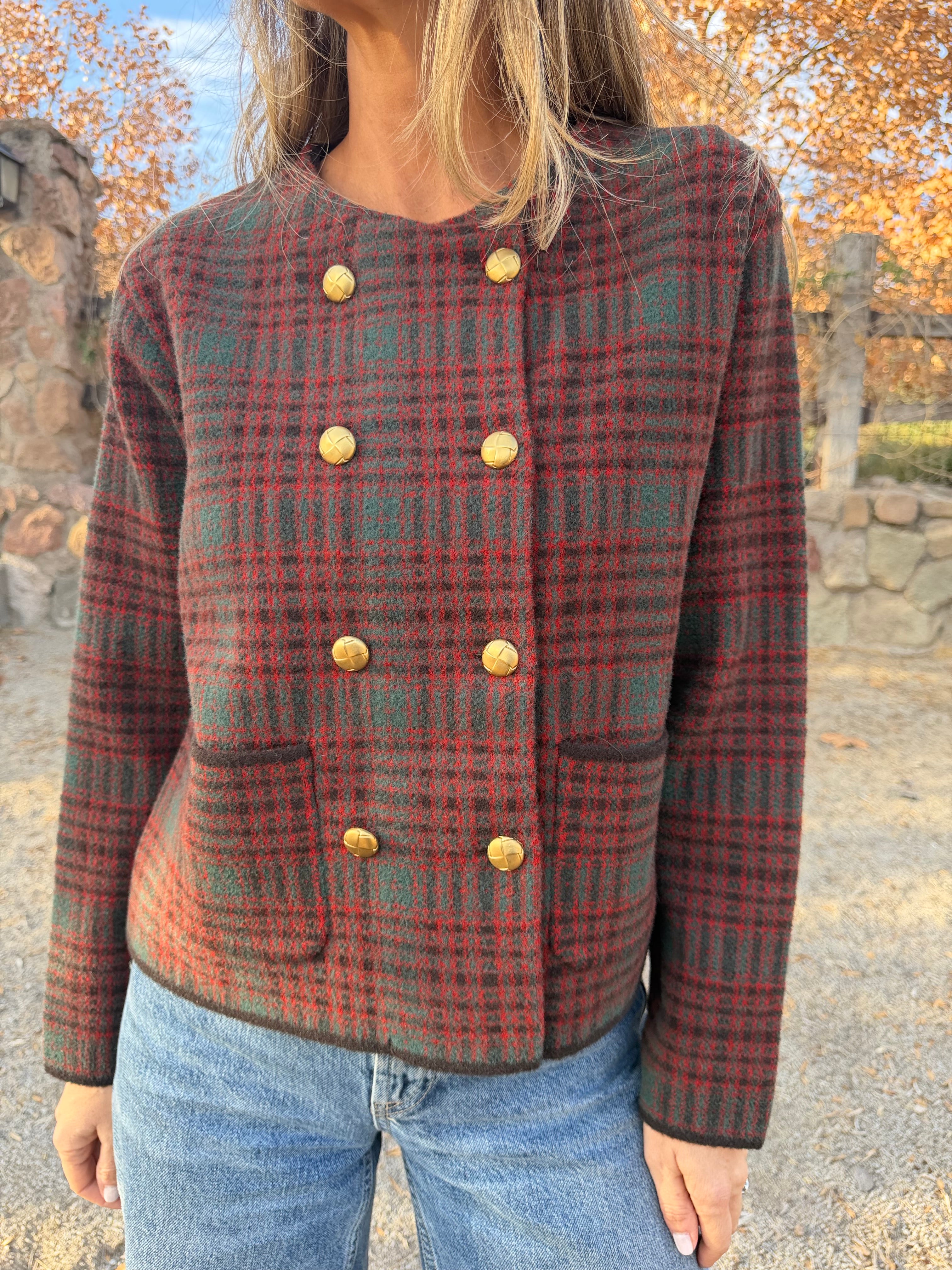 Chaqueta tipo raindoor escocés burdeo