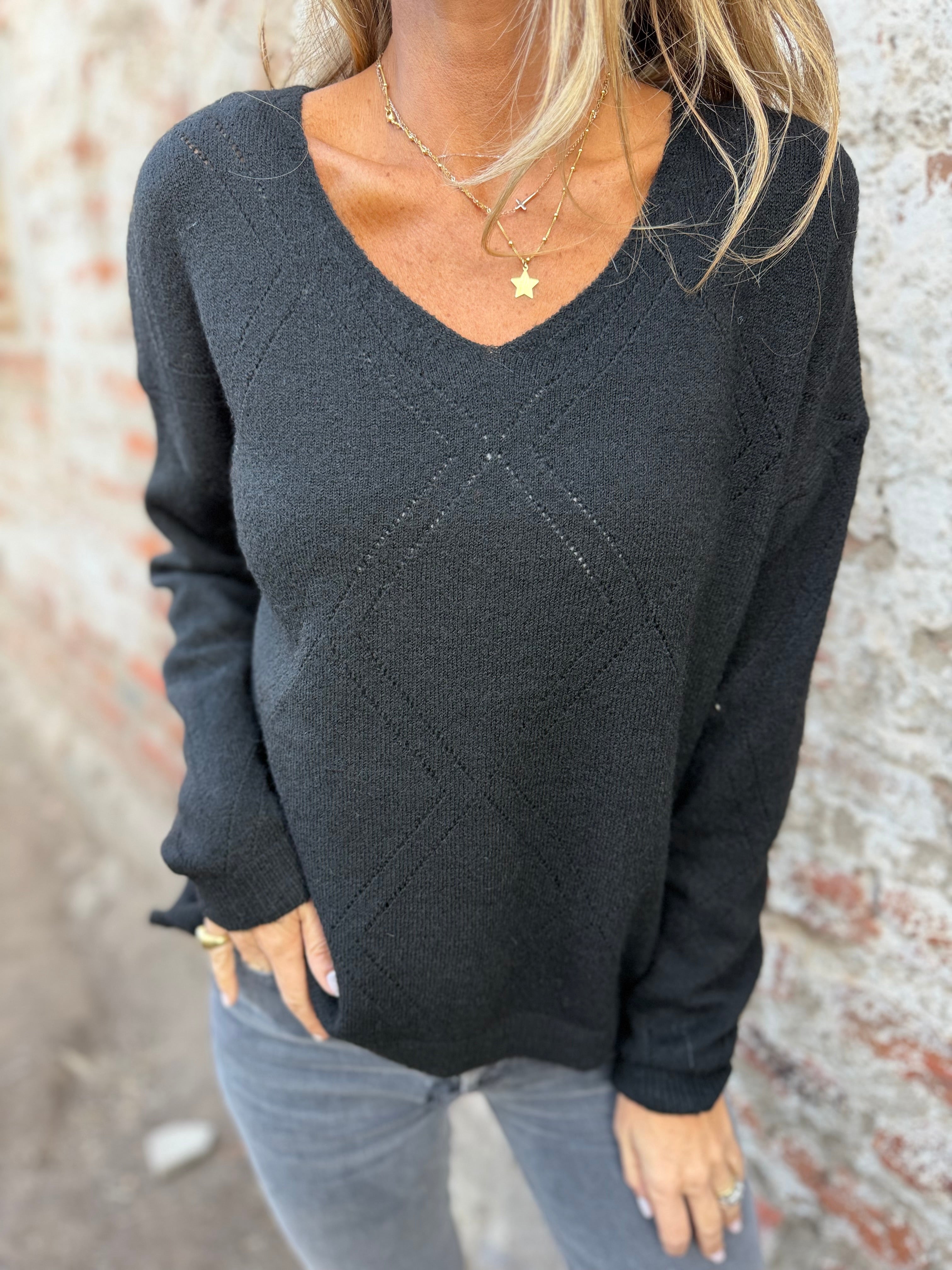 Chaleco básico cuello V diseños negro
