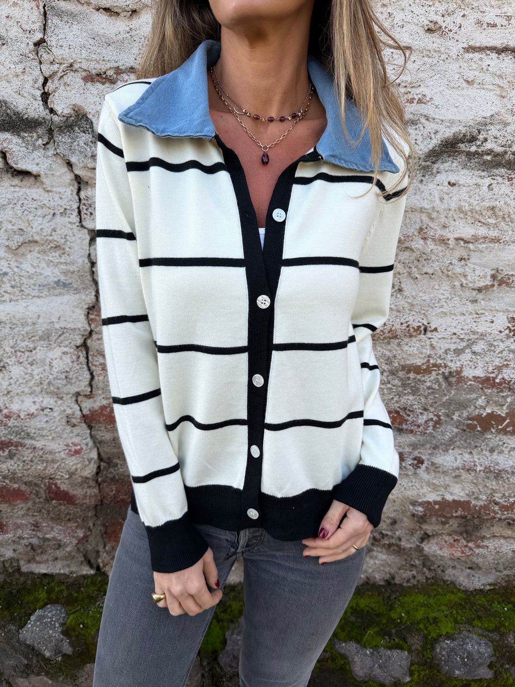 Chaleco navy bluejean blanco