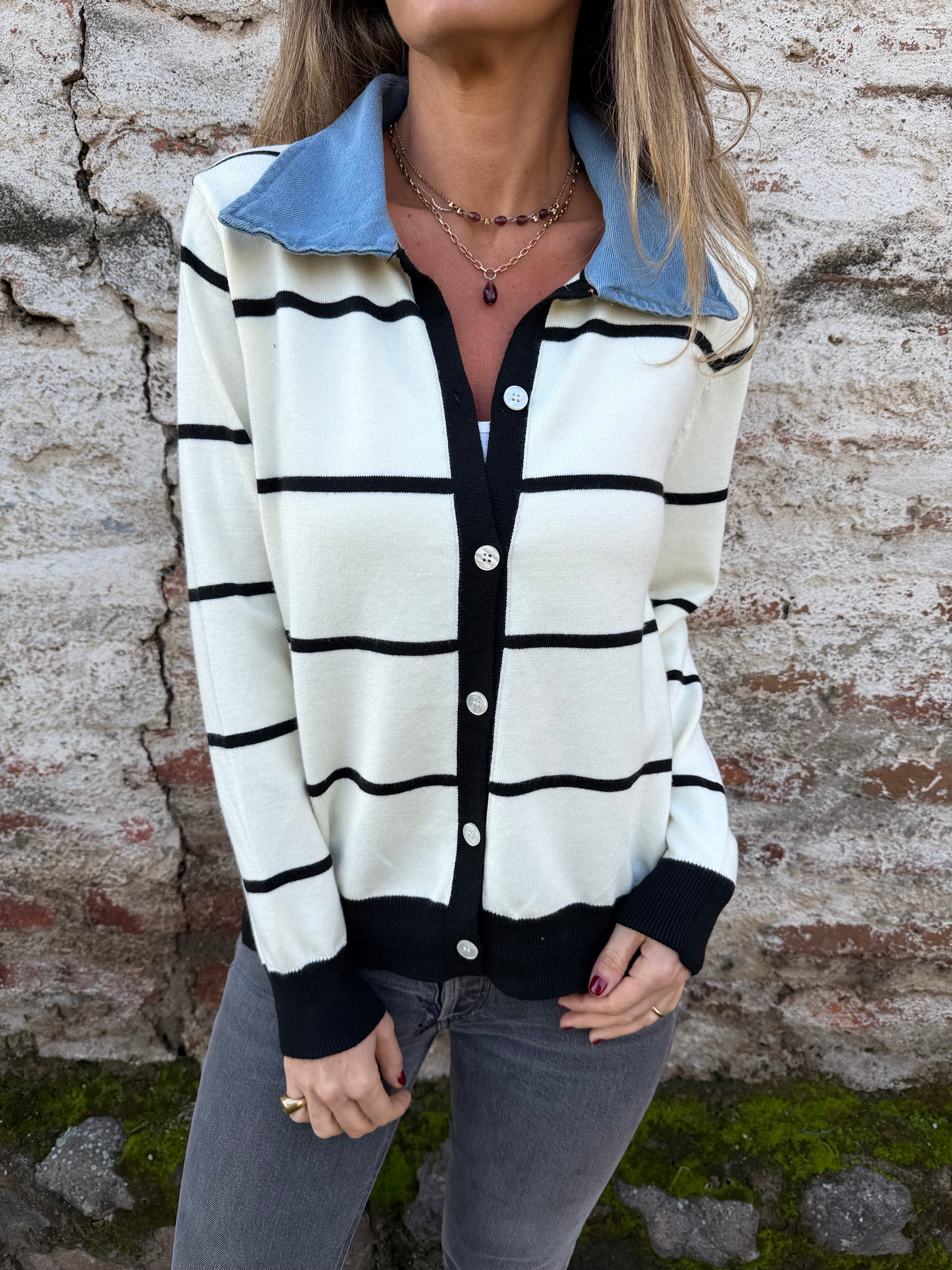 Chaleco navy bluejean blanco