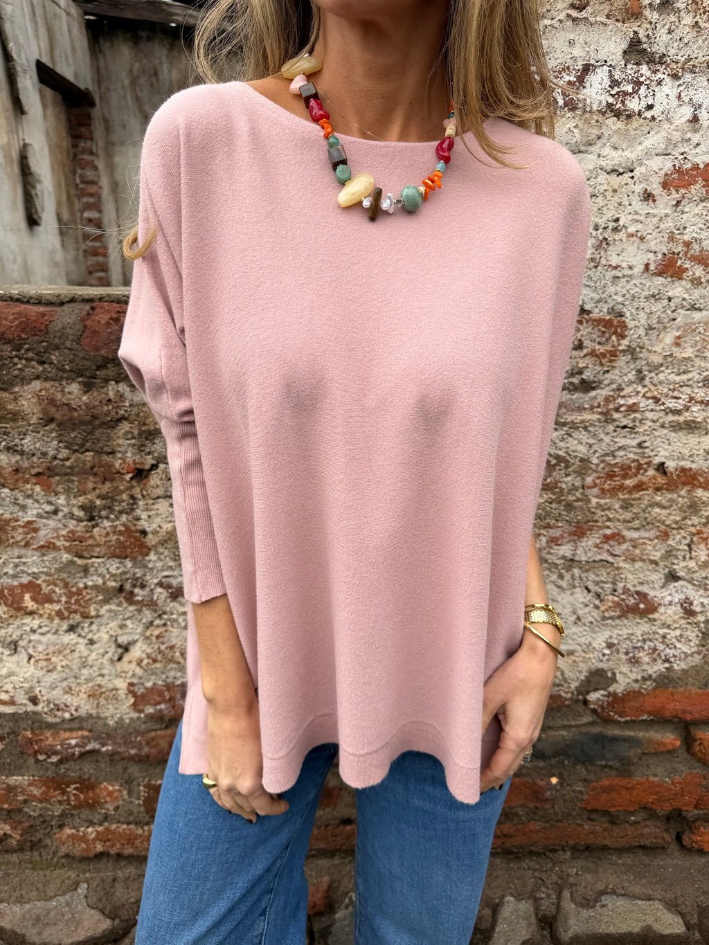 Chaleco ancho básico rosado