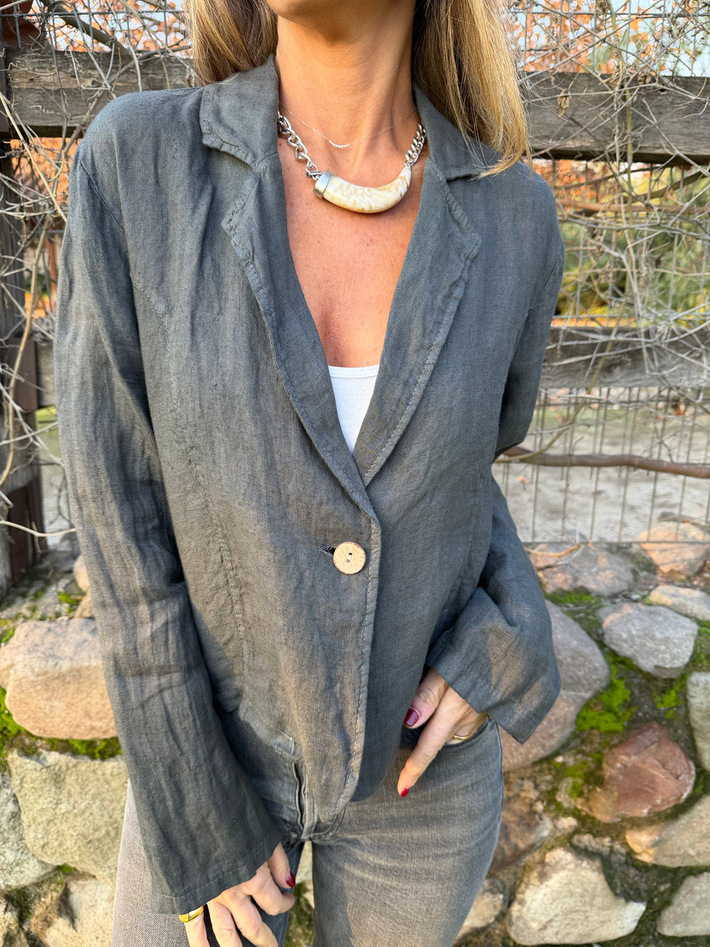 Blazer 100% lino gris