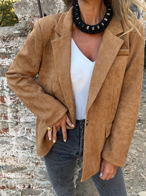 Blazer efecto gamuza camel