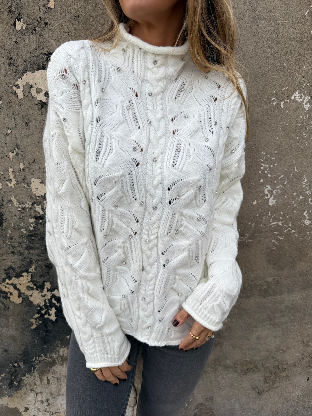 Chaleco trenzado cristales blanco