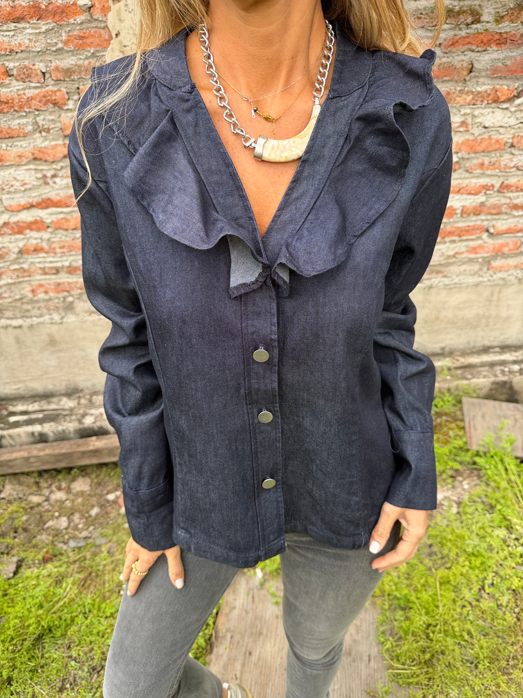 Blusa bluejean vuelos azul oscuro