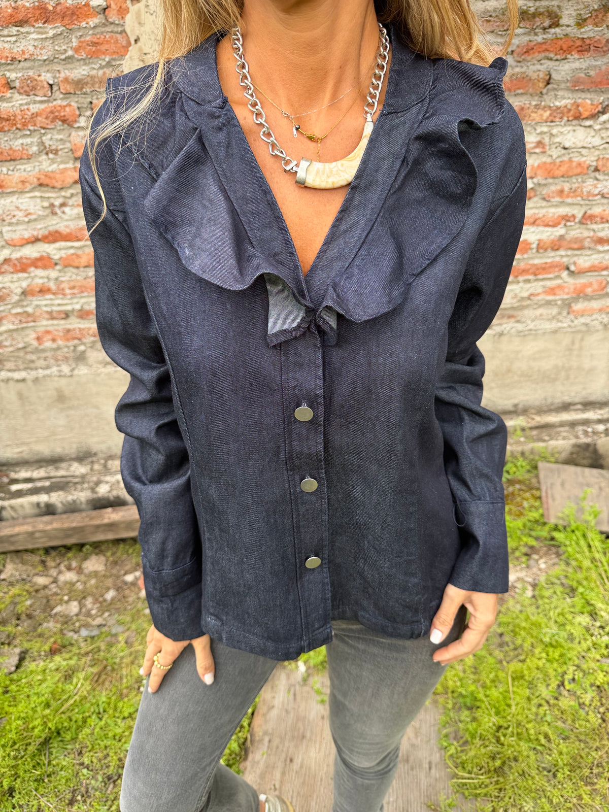Blusa bluejean vuelos azul oscuro