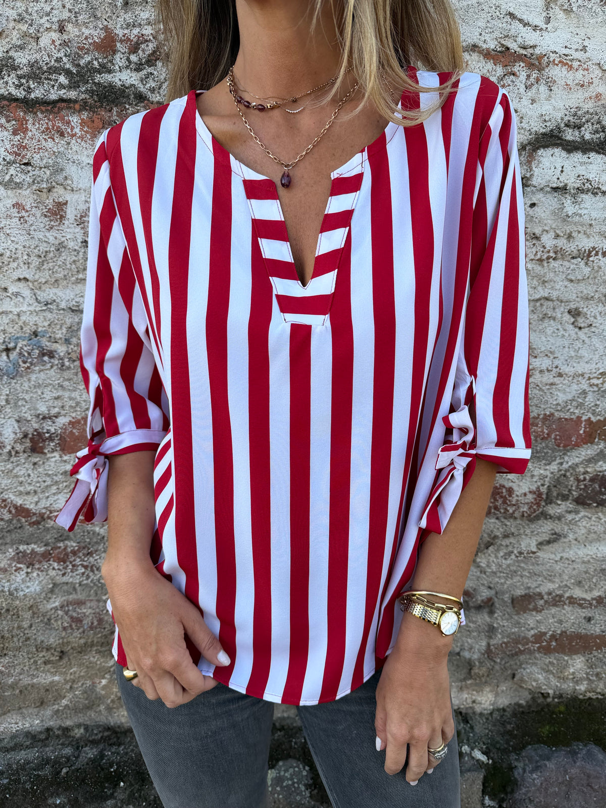 Blusa líneas roja