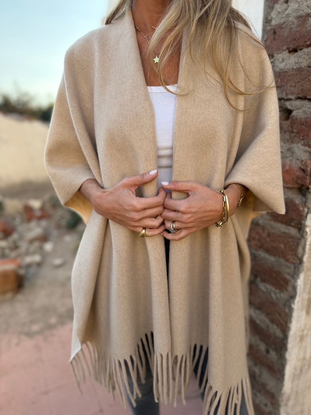 New Echarpe paño beige claro
