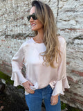 Blusa perlada volados rosado claro