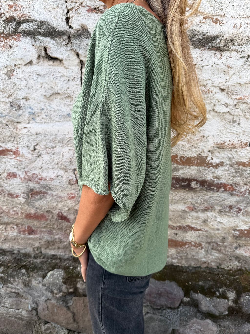 Polera/ chaleco tejida perfecta verde musgo