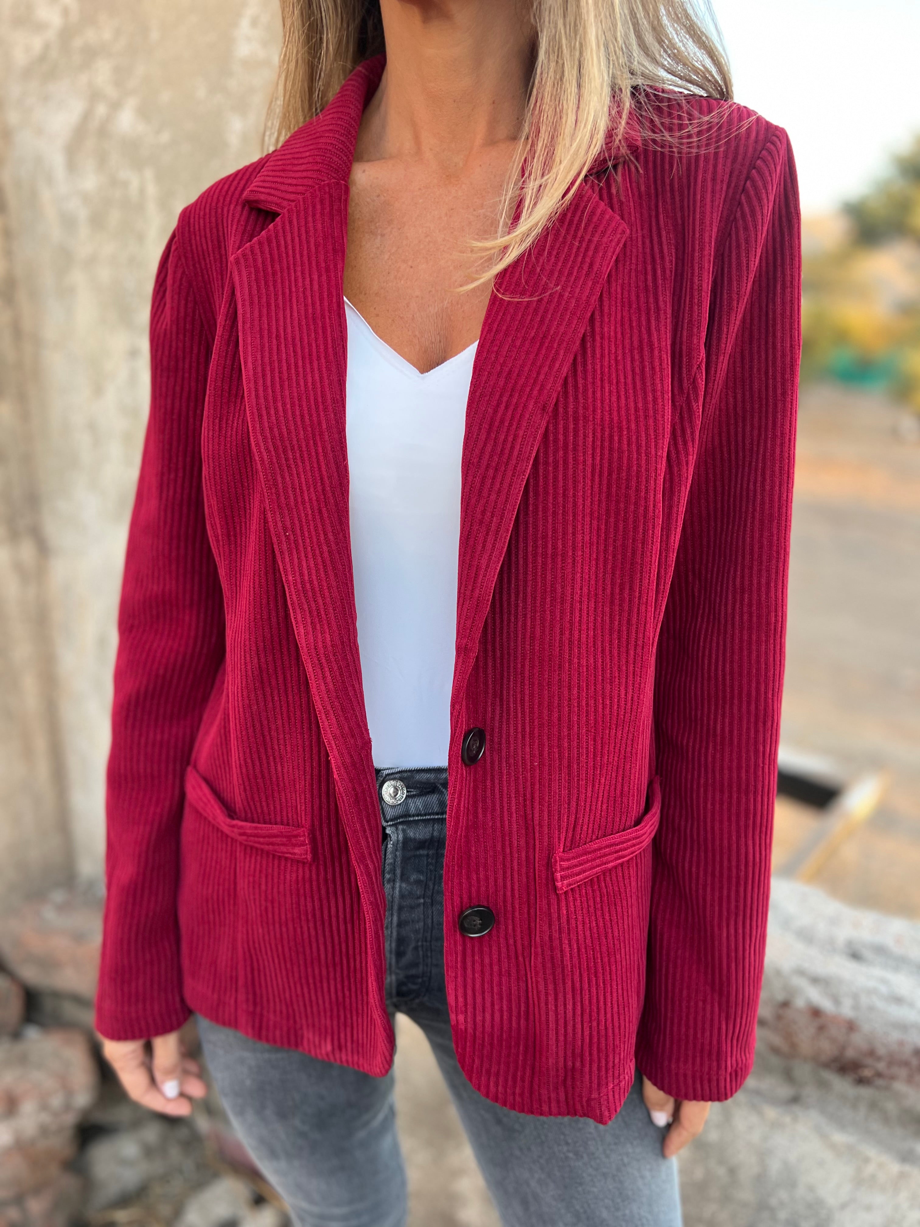 Blazer cotelé guinda