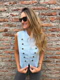 Chaqueta tejida napoleón celeste